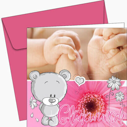 Greeting card Baby congratulations pink