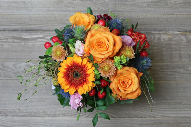 Floral Arrangement in Basket orange